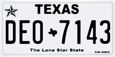 TX license plate DEO7143