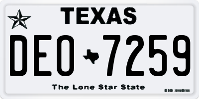 TX license plate DEO7259