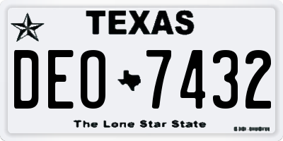 TX license plate DEO7432