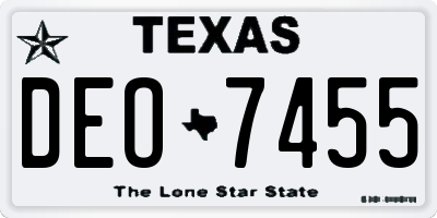 TX license plate DEO7455