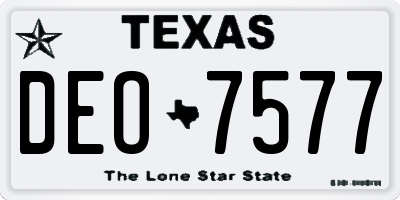 TX license plate DEO7577