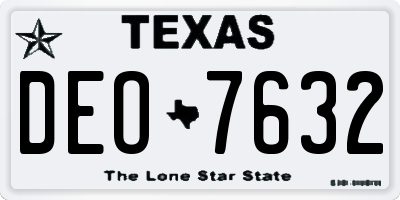 TX license plate DEO7632