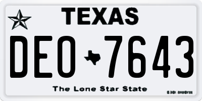 TX license plate DEO7643