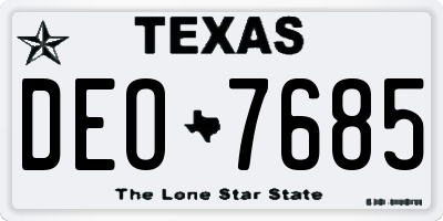 TX license plate DEO7685