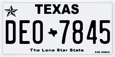 TX license plate DEO7845