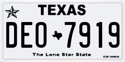 TX license plate DEO7919