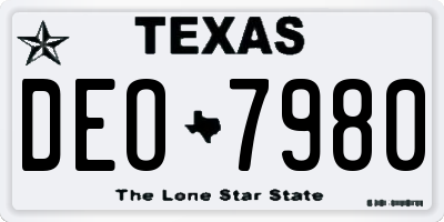 TX license plate DEO7980
