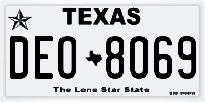 TX license plate DEO8069