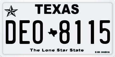 TX license plate DEO8115