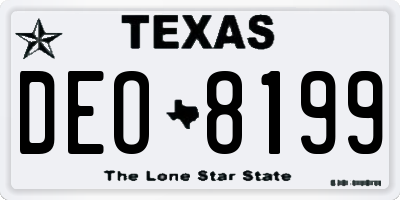 TX license plate DEO8199