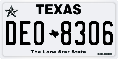 TX license plate DEO8306