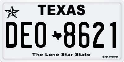 TX license plate DEO8621