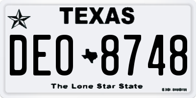 TX license plate DEO8748