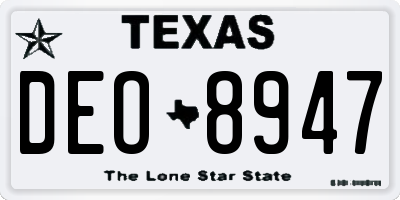 TX license plate DEO8947