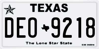 TX license plate DEO9218