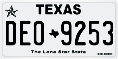 TX license plate DEO9253