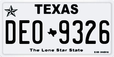 TX license plate DEO9326