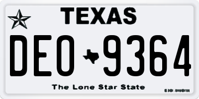 TX license plate DEO9364