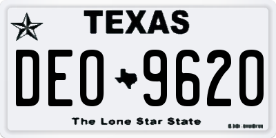 TX license plate DEO9620
