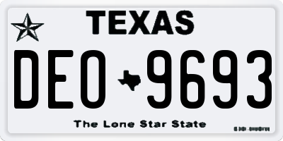 TX license plate DEO9693