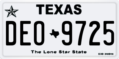 TX license plate DEO9725