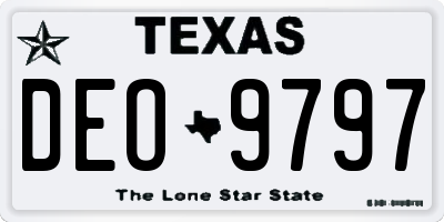 TX license plate DEO9797