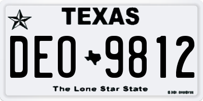 TX license plate DEO9812