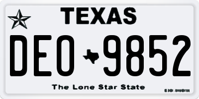 TX license plate DEO9852