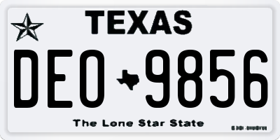 TX license plate DEO9856