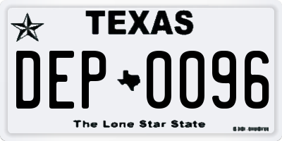 TX license plate DEP0096