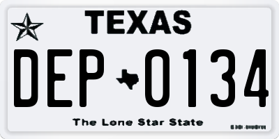 TX license plate DEP0134