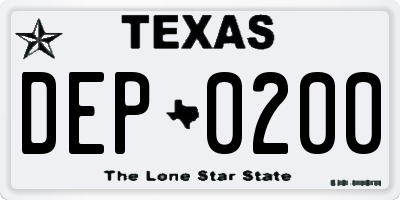 TX license plate DEP0200