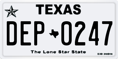 TX license plate DEP0247