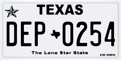 TX license plate DEP0254