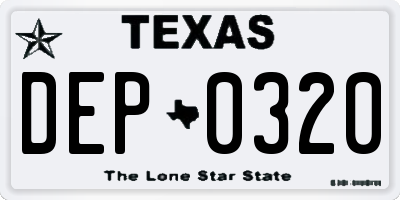 TX license plate DEP0320