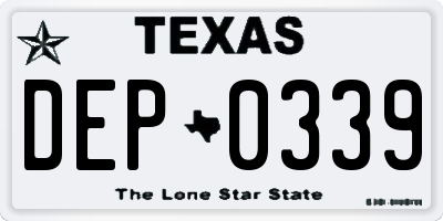 TX license plate DEP0339