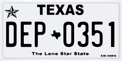 TX license plate DEP0351