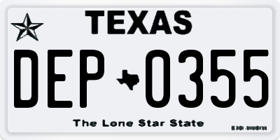 TX license plate DEP0355