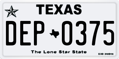 TX license plate DEP0375
