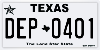 TX license plate DEP0401