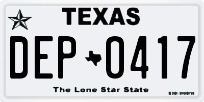 TX license plate DEP0417