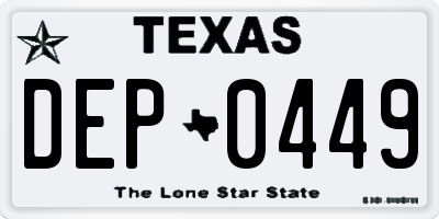 TX license plate DEP0449