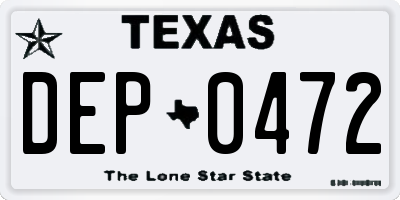 TX license plate DEP0472