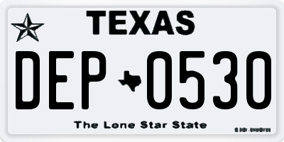 TX license plate DEP0530