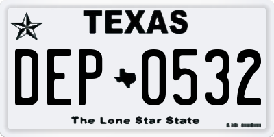 TX license plate DEP0532