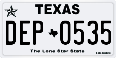TX license plate DEP0535