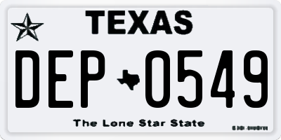 TX license plate DEP0549