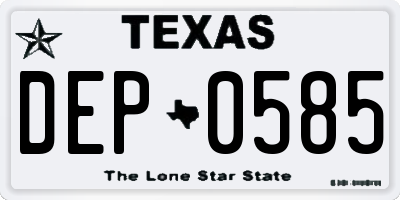 TX license plate DEP0585