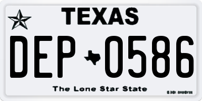 TX license plate DEP0586
