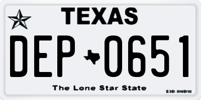 TX license plate DEP0651